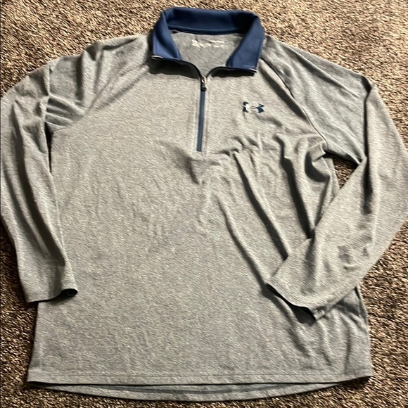 Under Armour Gray Long Sleeve Shirt with Blue Accents - Picture 1 of 2